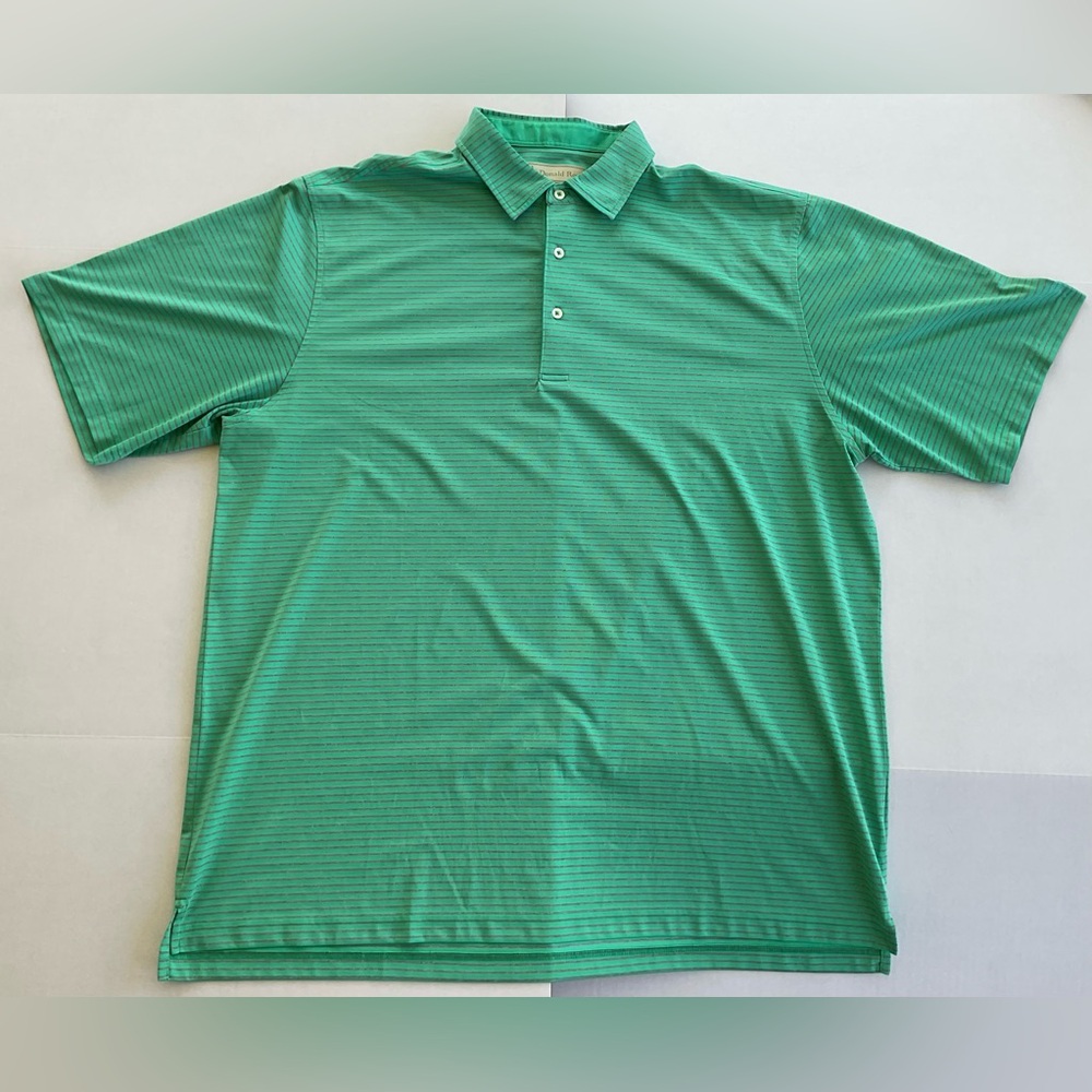 Donald Ross Polo Shirt Mens XXL Golf Performance Green Grey Striped Size XXL